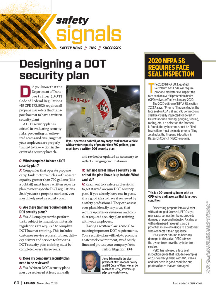 Designing a DOT Security Plan, LP Gas Magazine Nov 2019