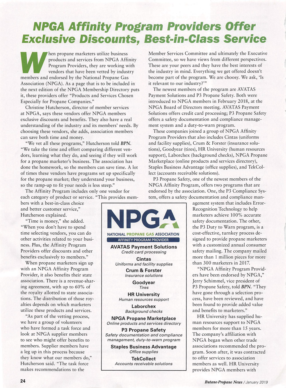 NPGA Affinity Program Providers Offer Exclusive Discounts, Best-in-Class Service, BPN January 2019